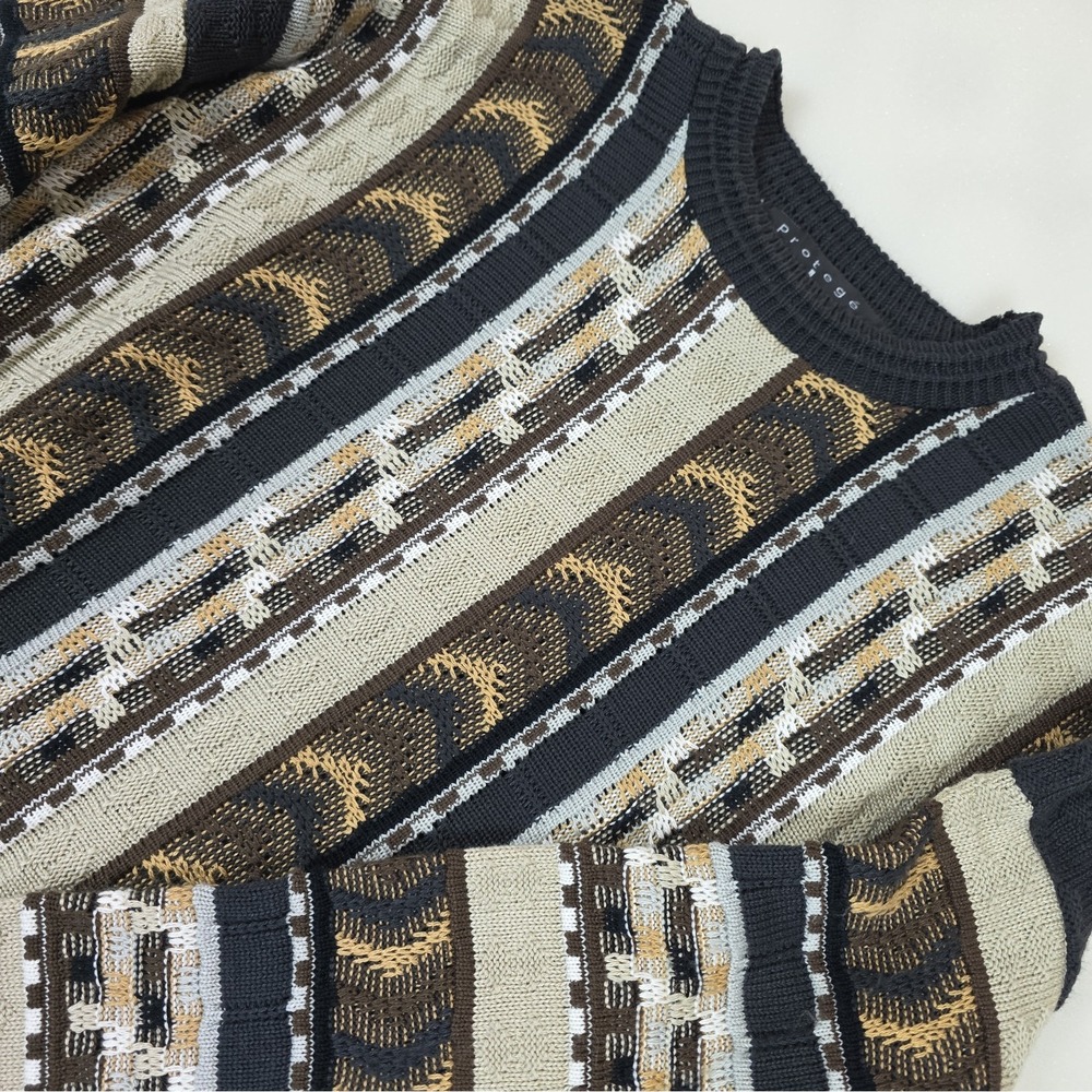 VTG 90s Protege Collection 3D Textured Men's Knit Sweater L Coogi Style USA